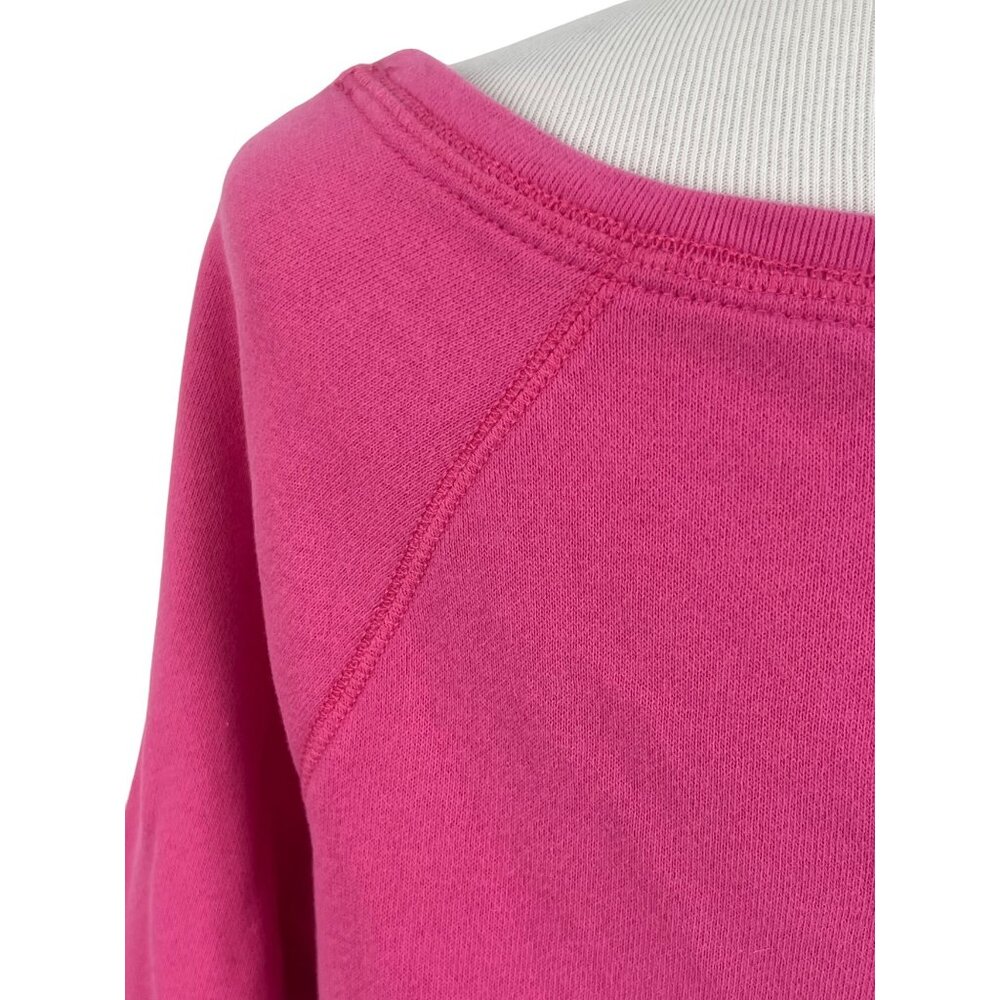 Abercrombie & Fitch Gray & Pink Sequin Logo Slouchy On/Off Shoulder Cozy Sweater - Picture 8 of 11